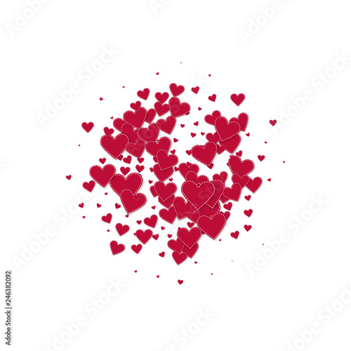 Fototapeta Naklejka Na Ścianę i Meble -  Red heart love confettis. Valentine's day explosio