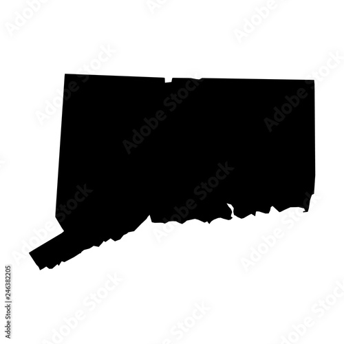 Connecticut, state of USA - solid black silhouette map of country area. Simple flat vector illustration
