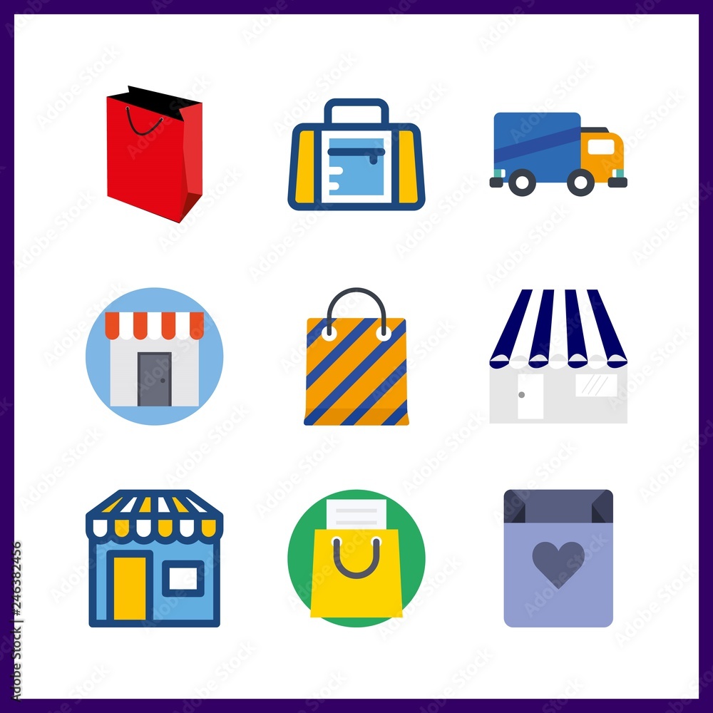 9 carry icon. Vector illustration carry set. shopping bag and shop icons for carry works 9 carry icon. Vector illustration carry set. shopping bag and shop icons for carry works