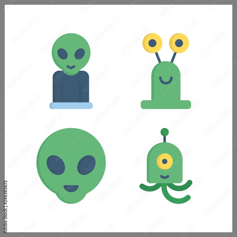 Obraz premium 4 character icon. Vector illustration character set. alien icons for character works