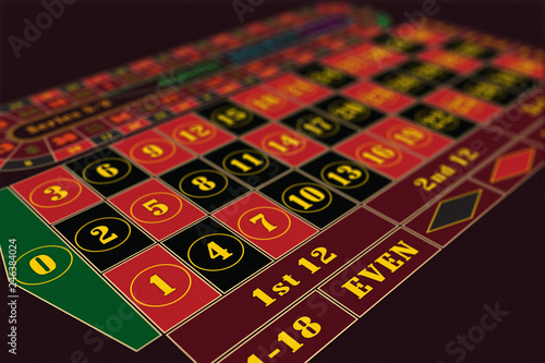 European Roulette Table perspective raster illustration, shallow DoF