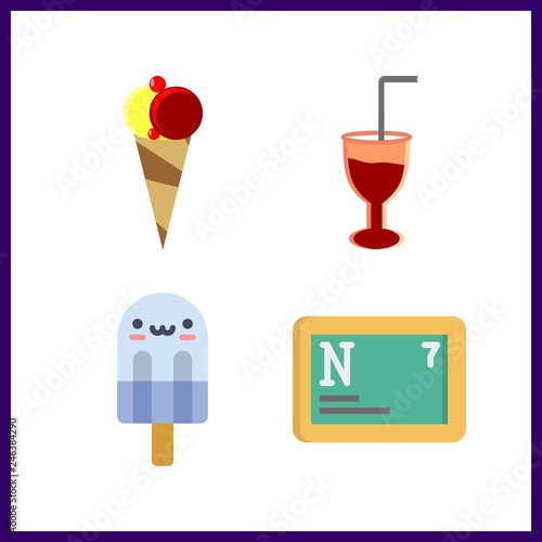 4 ice icon. Vector illustration ice set. cocktail and ice cream ball icons for ice works