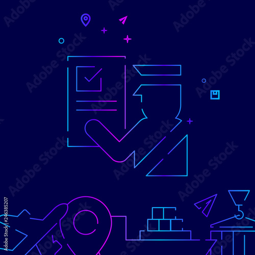Customs Clearance Vector Line Icon, Symbol, Pictogram, Sign on a Dark Blue Background. Related Bottom Border
