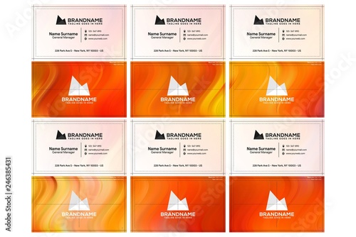 Vector modern creative and clean business card template, polygon background, flyer design, name card template. Corporate identity with abstract illustration. Vector company style for brandbook