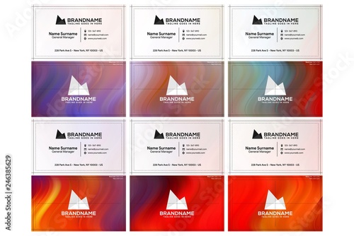 Vector modern creative and clean business card template, polygon background, flyer design, name card template. Corporate identity with abstract illustration. Vector company style for brandbook