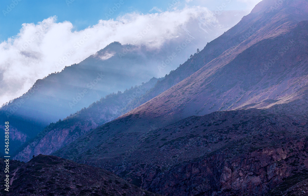 sunny mountains and sky