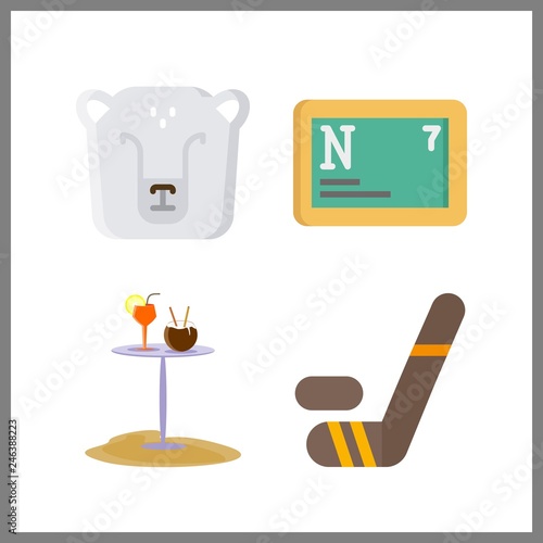 4 ice icon. Vector illustration ice set. cocktail bar and polar bear icons for ice works