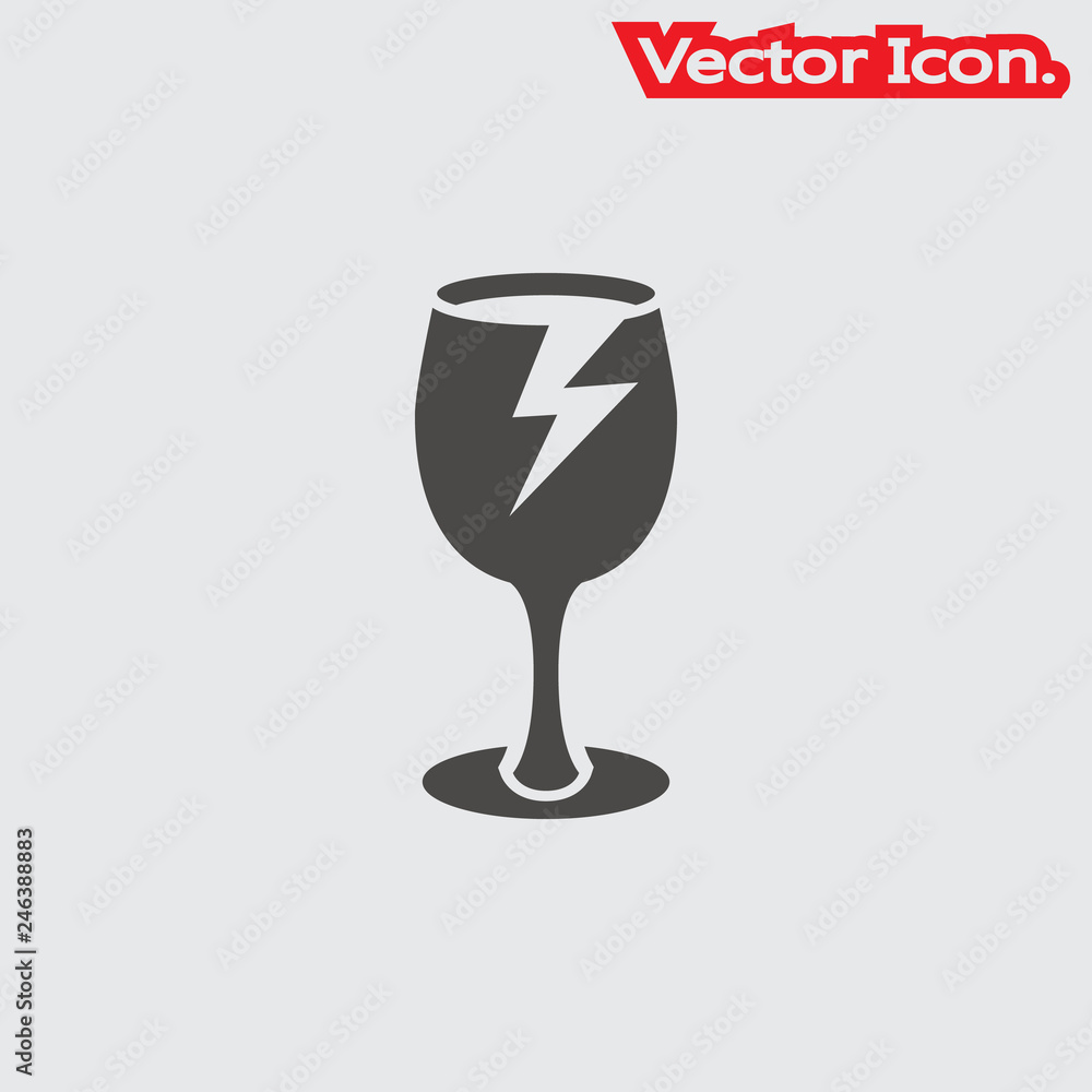 Broken glass icon isolated sign symbol and flat style for app, web and digital design. Vector illustration. Broken glass icon isolated sign symbol and flat style for app, web and digital design. Vector illustration.