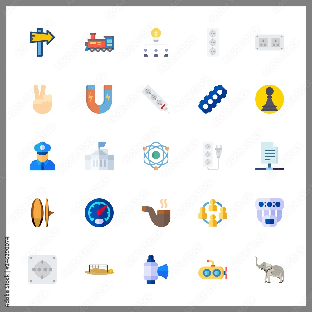 25 power icon. Vector illustration power set. policeman and atom icons for power works 25 power icon. Vector illustration power set. policeman and atom icons for power works