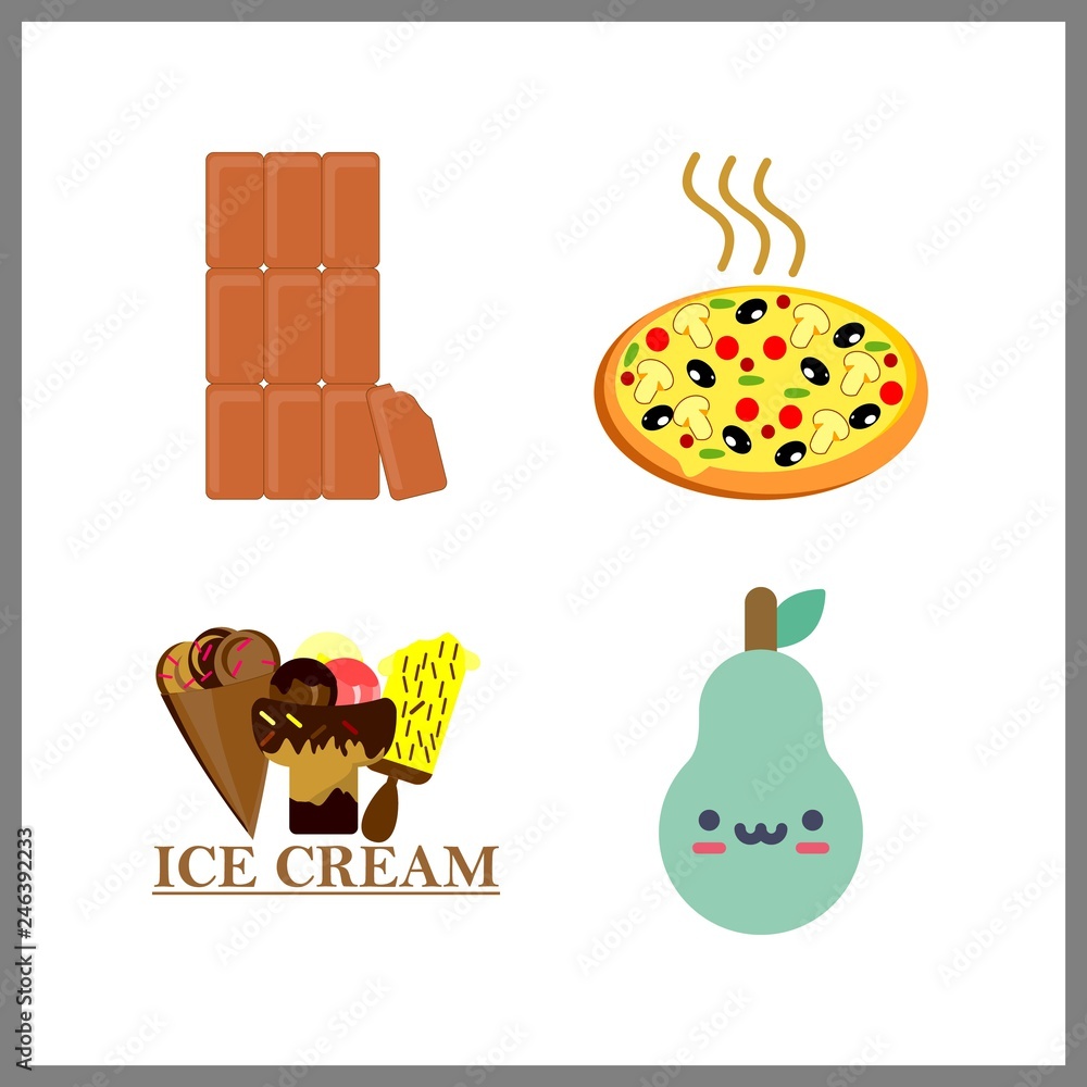 Fototapeta premium 4 snack icon. Vector illustration snack set. ice creams and chocolate icons for snack works