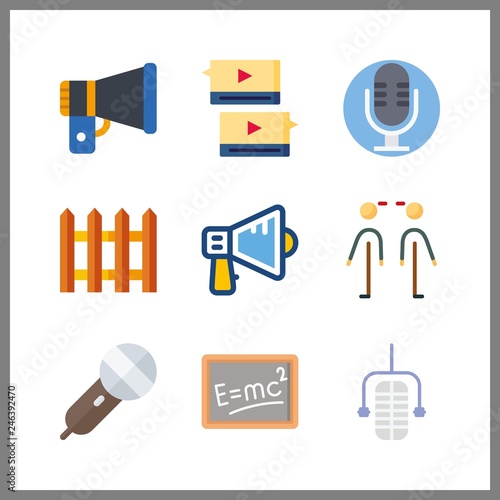 9 announcement icon. Vector illustration announcement set. microphone and megaphone icons for announcement works