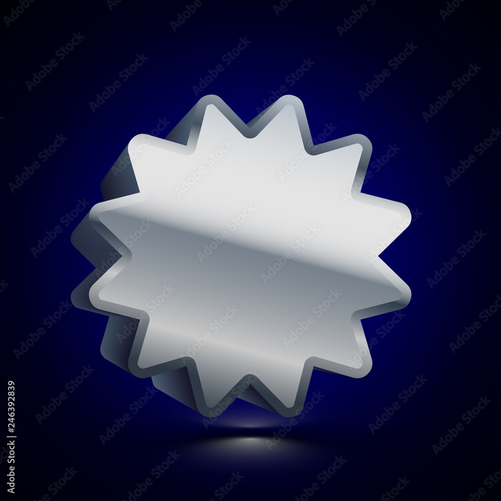 3D stylized Certificate icon. Silver vector icon. Isolated symbol illustration on dark background.