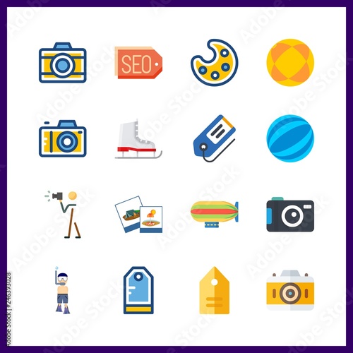 16 hobby icon. Vector illustration hobby set. zeppelin and ice skate icons for hobby works