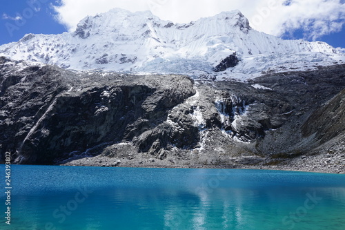 Blue glacial lake in the Cordillera Blanca, Andes Mountains, Peru