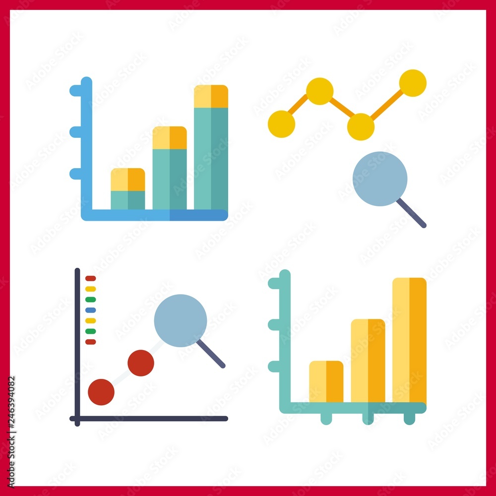 4 earnings icon. Vector illustration earnings set. bar chart and line chart icons for earnings works