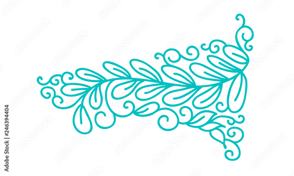 Turquoise monoline scandinavian folk flourish vector with leaves and flowers. Corners and dividers for Valentines Day, wedding, birthday greeting card Turquoise monoline scandinavian folk flourish vector with leaves and flowers. Corners and dividers for Valentines Day, wedding, birthday greeting card
