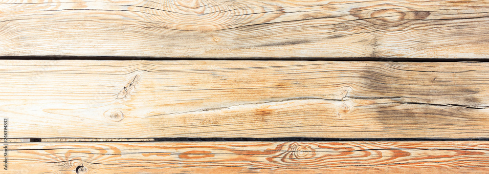 Fototapeta premium Wood planks, floor or wall, natural board background, banner