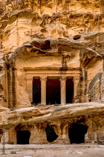 Amazing view of the beautiful little Petra site. Petra is a Unesco World heritage site, historical and archaeological city in southern Jordan.