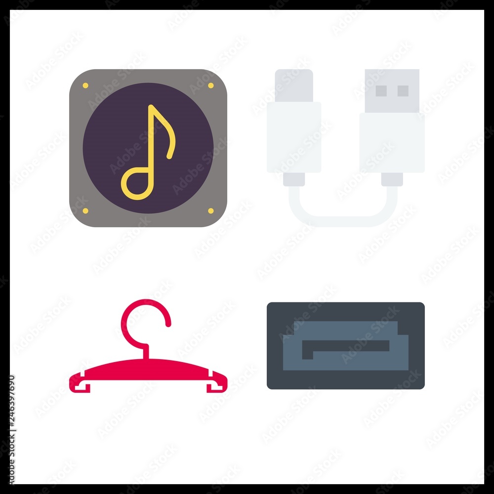4 storage icon. Vector illustration storage set. music file and usb icons for storage works 4 storage icon. Vector illustration storage set. music file and usb icons for storage works