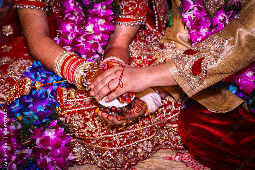Indian Wedding Couple Nice Hands Promise Bride and Groom