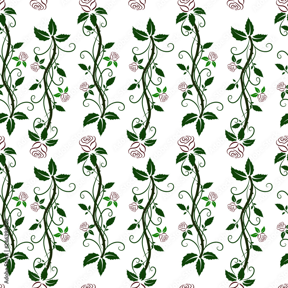 Roses. Flowers. Flower background. Seamless pattern. Repeated. Vector illustration.