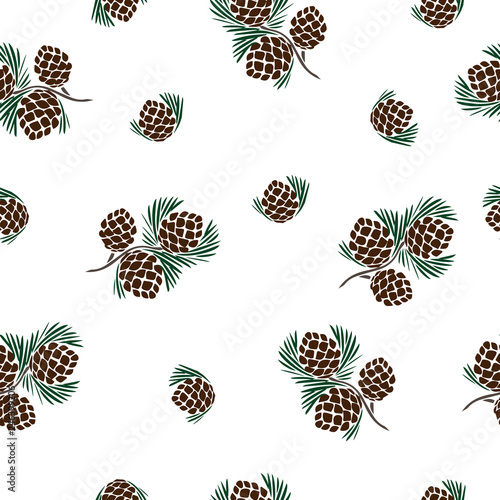 Seamless vector pattern, Christmas tree cones silhouette