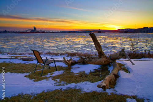 The best seat for sunset during a cold cold winter
