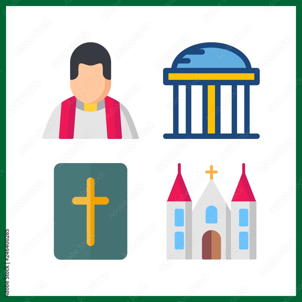 4 holy icon. Vector illustration holy set. temple and bible icons for holy works 4 holy icon. Vector illustration holy set. temple and bible icons for holy works