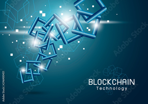 Blockchain technology background vector illustration