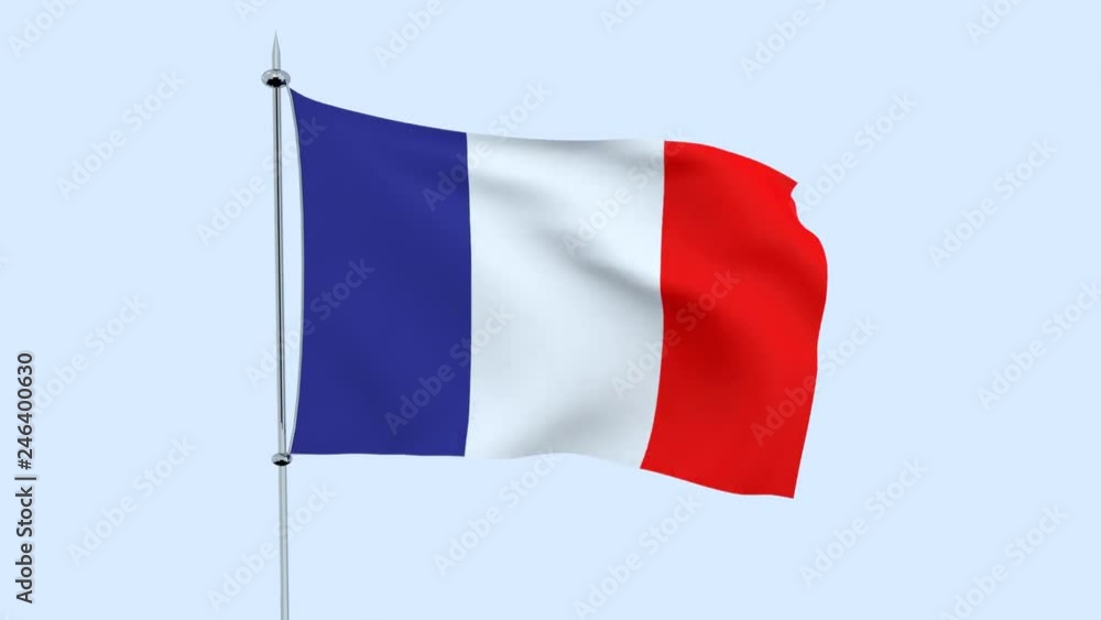 Flag of the country Juan de Nova Island flutters against the blue sky. 3D rendering Flag of the country Juan de Nova Island flutters against the blue sky. 3D rendering