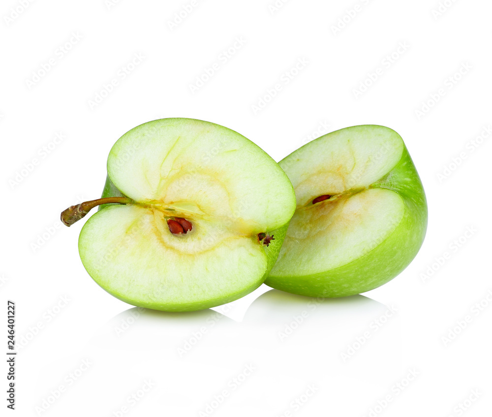 Green apple slice isolated on white background