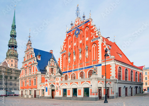 Riga, Latvia. Blackheads House at Town Hall Square in Riga
