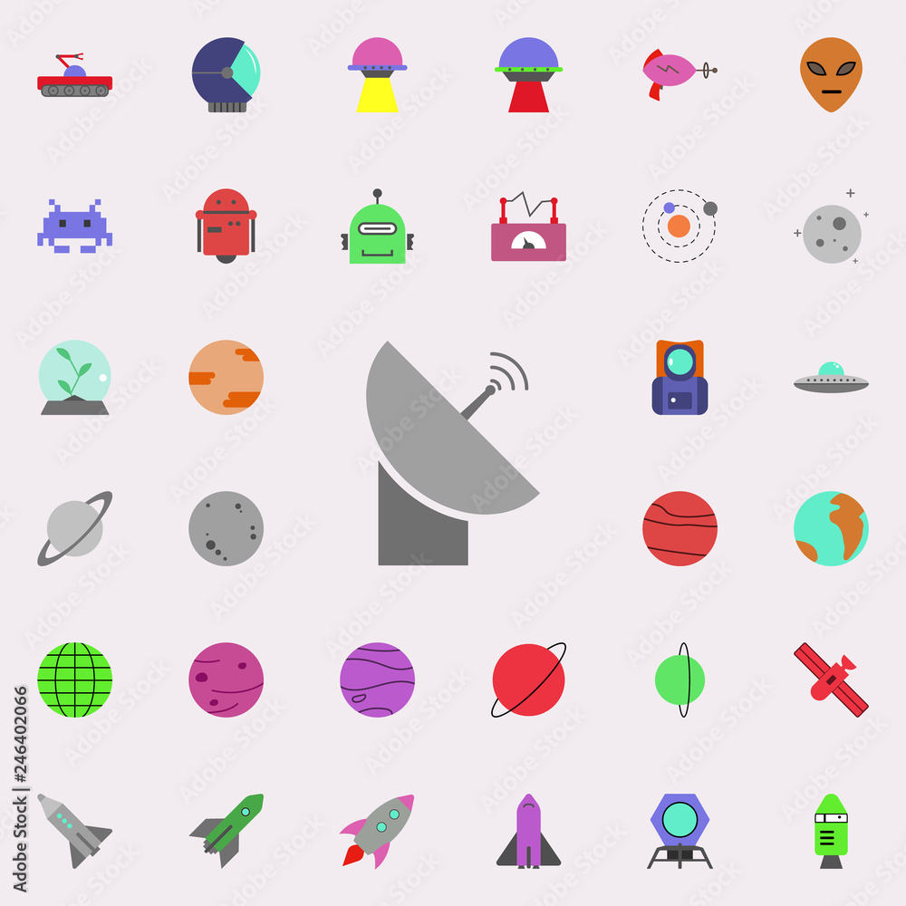satellite dish colored icon. Colored Space icons universal set for web and mobile