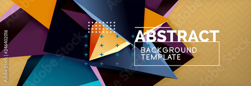 Vector 3d triangular shapes abstract background, origami futuristic template with lines