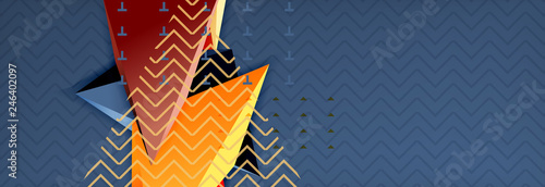 3d triangular shapes geometric background. Origami style pattern with triange shapes for decorative design. Poster design. Line design. Modern presentation template