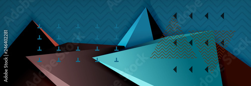 3d triangular shapes geometric background. Origami style pattern with triange shapes for decorative design. Poster design. Line design. Modern presentation template