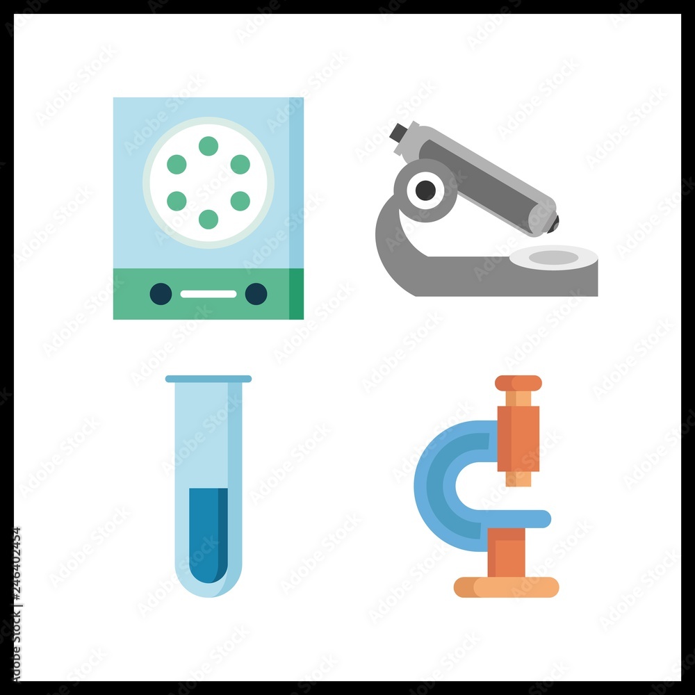 4 scientist icon. Vector illustration scientist set. microscope and laboratory icons for scientist works 4 scientist icon. Vector illustration scientist set. microscope and laboratory icons for scientist works