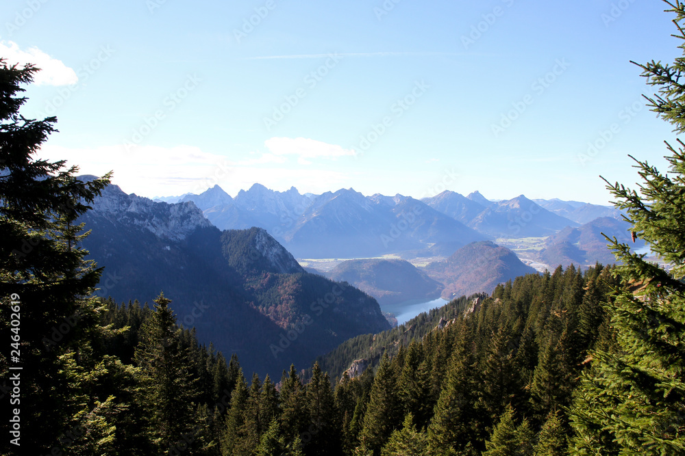 Obraz premium Blick vom Tegelberg in Schwangau Richtung Westen