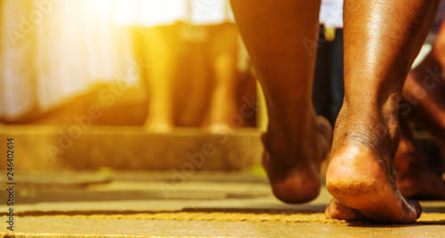 sunset woman standing tiled floor