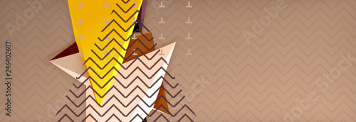 3d triangular shapes geometric background. Origami style pattern with triange shapes for decorative design. Poster design. Line design. Modern presentation template