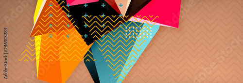 3d triangular shapes geometric background. Origami style pattern with triange shapes for decorative design. Poster design. Line design. Modern presentation template