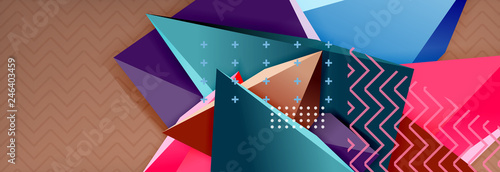 3d triangular shapes geometric background. Origami style pattern with triange shapes for decorative design. Poster design. Line design. Modern presentation template
