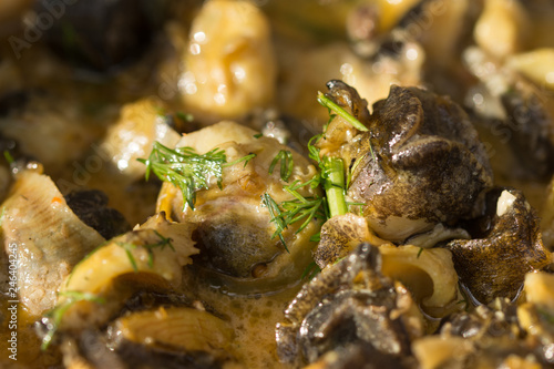 Fried Sea Snails with Chili,Rapane  Sulina,ROMANIA photo