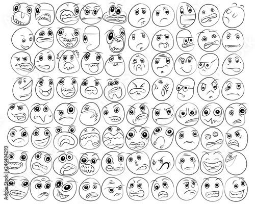 Cartoon of various face expressions