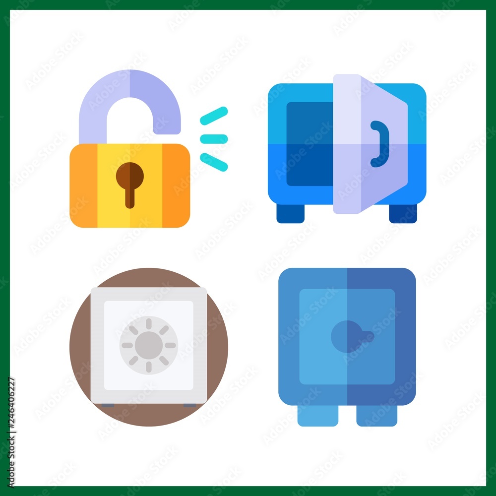 4 password icon. Vector illustration password set. padlock and safebox icons for password works 4 password icon. Vector illustration password set. padlock and safebox icons for password works