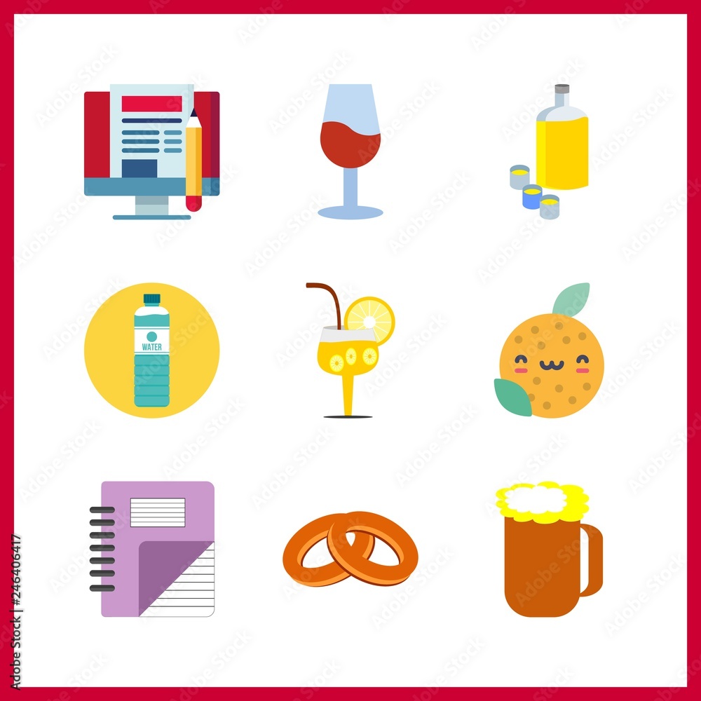 9 drink icon. Vector illustration drink set. blogging and bublik icons for drink works 9 drink icon. Vector illustration drink set. blogging and bublik icons for drink works