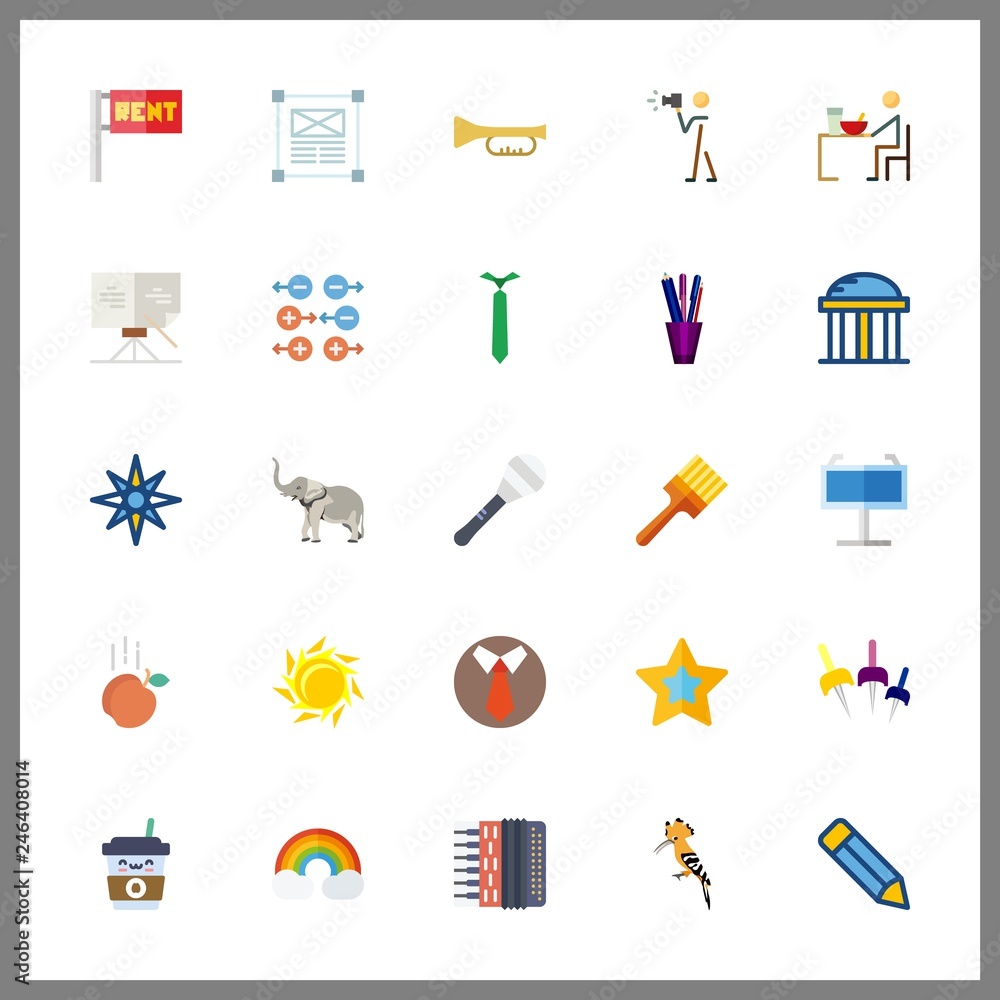 25 art icon. Vector illustration art set. animal and pencil icons for art works 25 art icon. Vector illustration art set. animal and pencil icons for art works