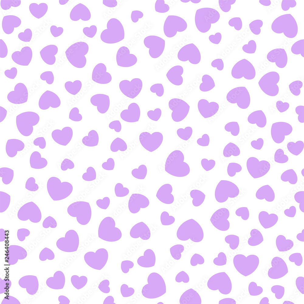 Seamless pattern with vector flat color hearts