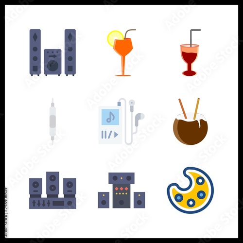 9 mixing icon. Vector illustration mixing set. sound system and volume controller icons for mixing works