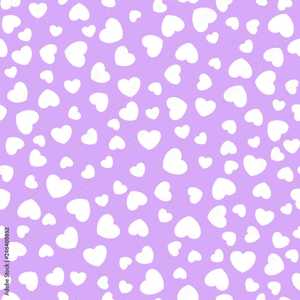 Seamless pattern with vector flat color hearts